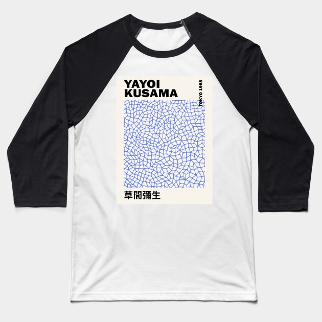 Yayoi Kusama Blue Lines Art Exhibition Poster, Men, Women, Canvas, Print, Tshirt Baseball T-Shirt by VanillaArt